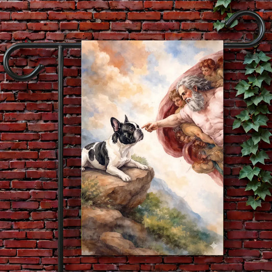 Custom Frenchie Creation of Adam Garden Flag 12'' × 18''