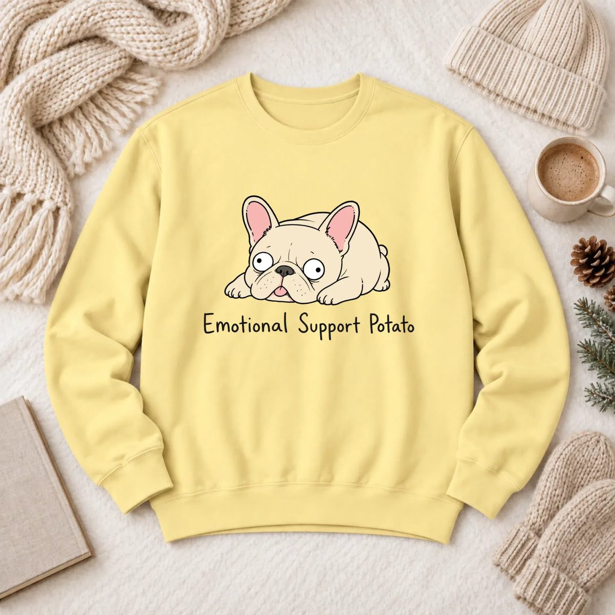 Custom Frenchie Derp Potato Unisex Sweatshirt Butter