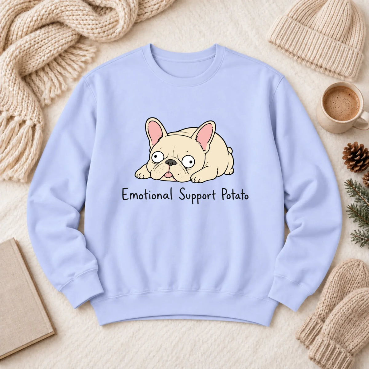 Custom Frenchie Derp Potato Unisex Sweatshirt Hydrangea