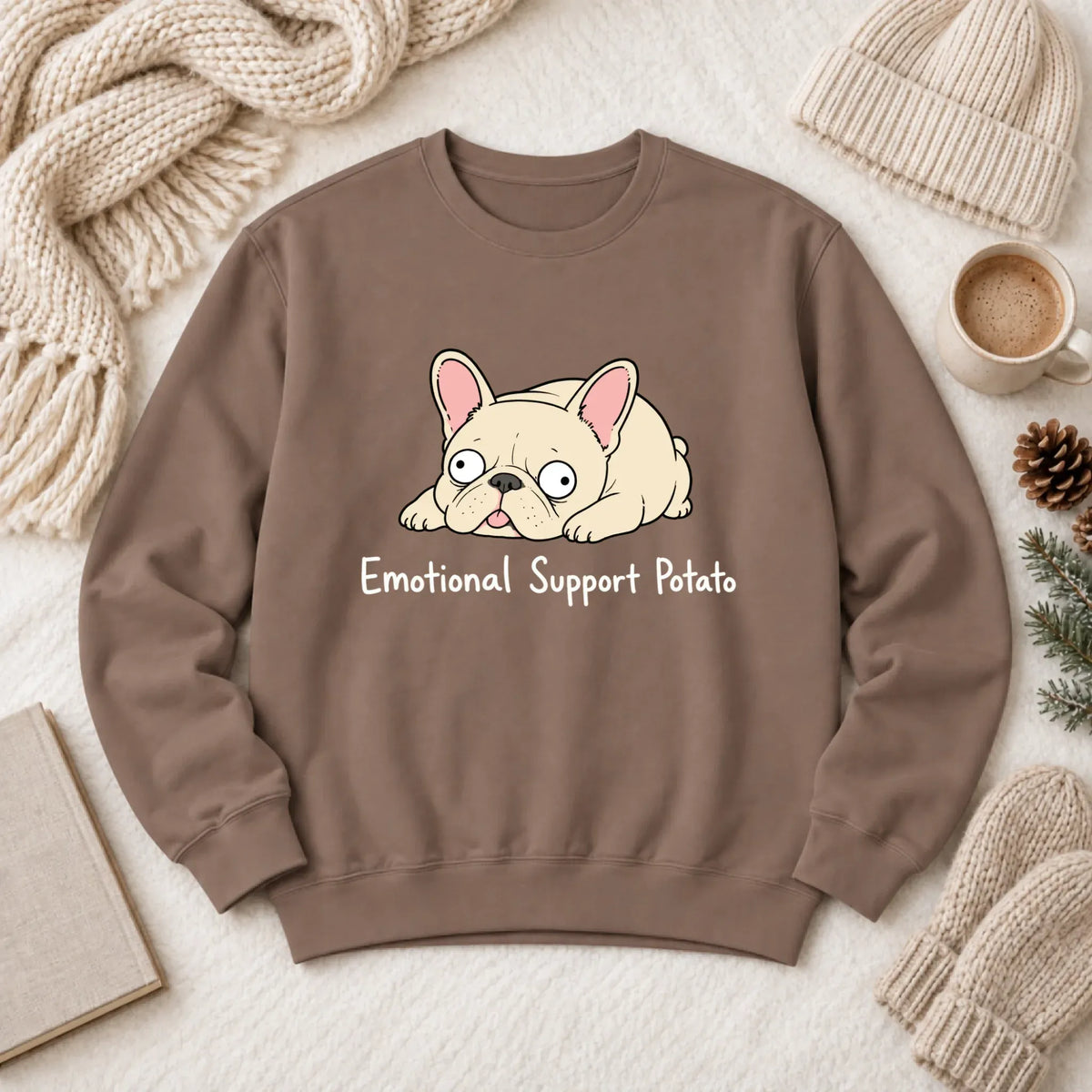 Custom Frenchie Derp Potato Unisex Sweatshirt Espresso