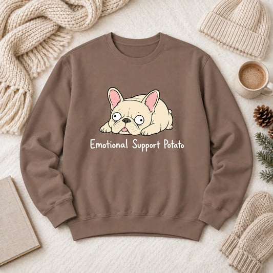 Custom Frenchie Derp Potato Unisex Sweatshirt Espresso