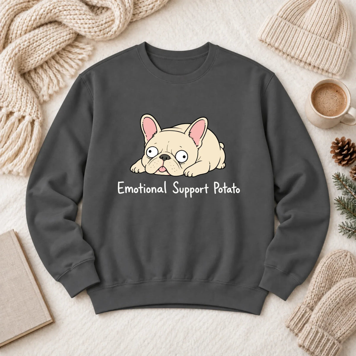Custom Frenchie Derp Potato Unisex Sweatshirt Pepper