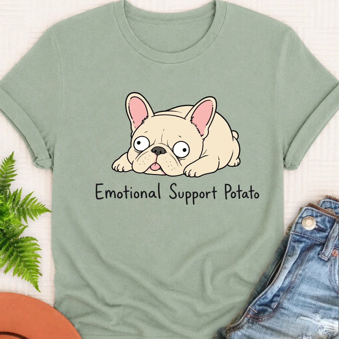 T-Shirt Bay / S Custom Frenchie Derp Potato Unisex Tshirt