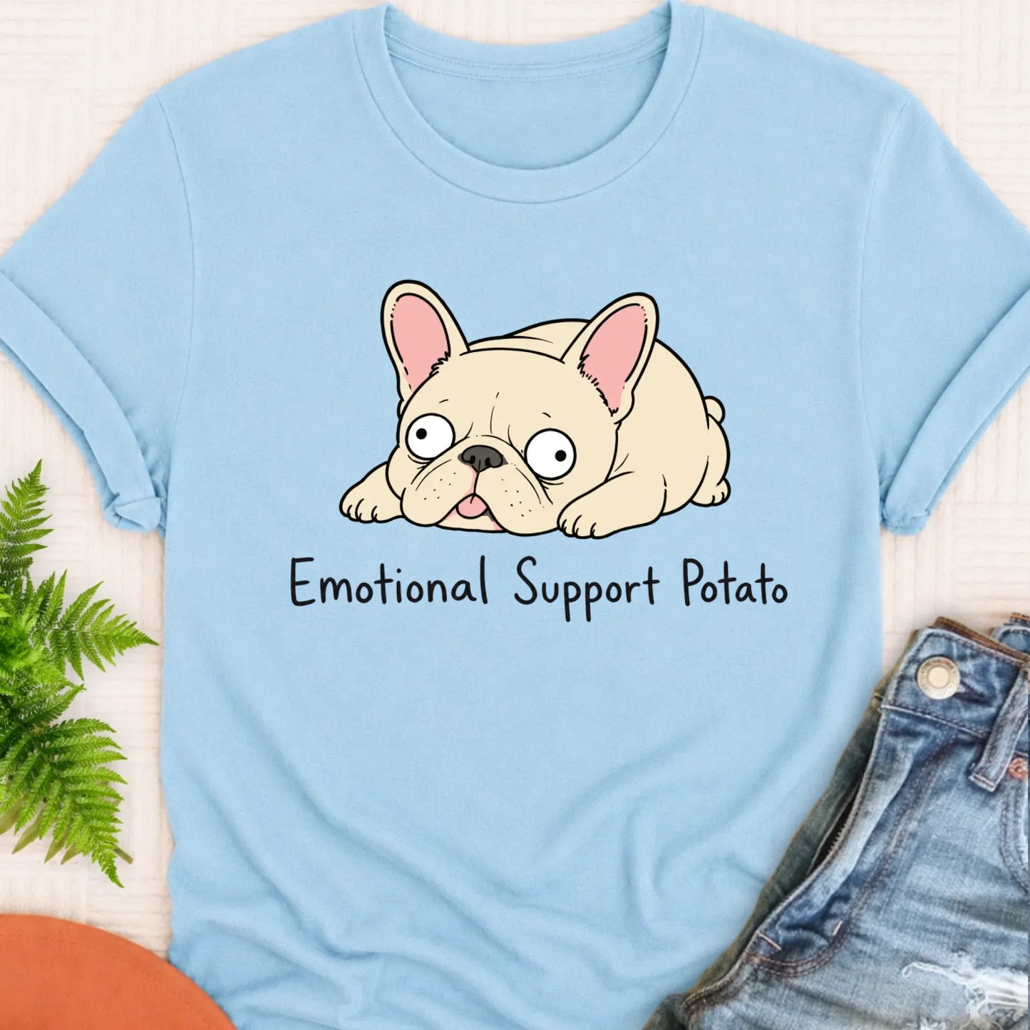 T-Shirt Chambray / S Custom Frenchie Derp Potato Unisex Tshirt