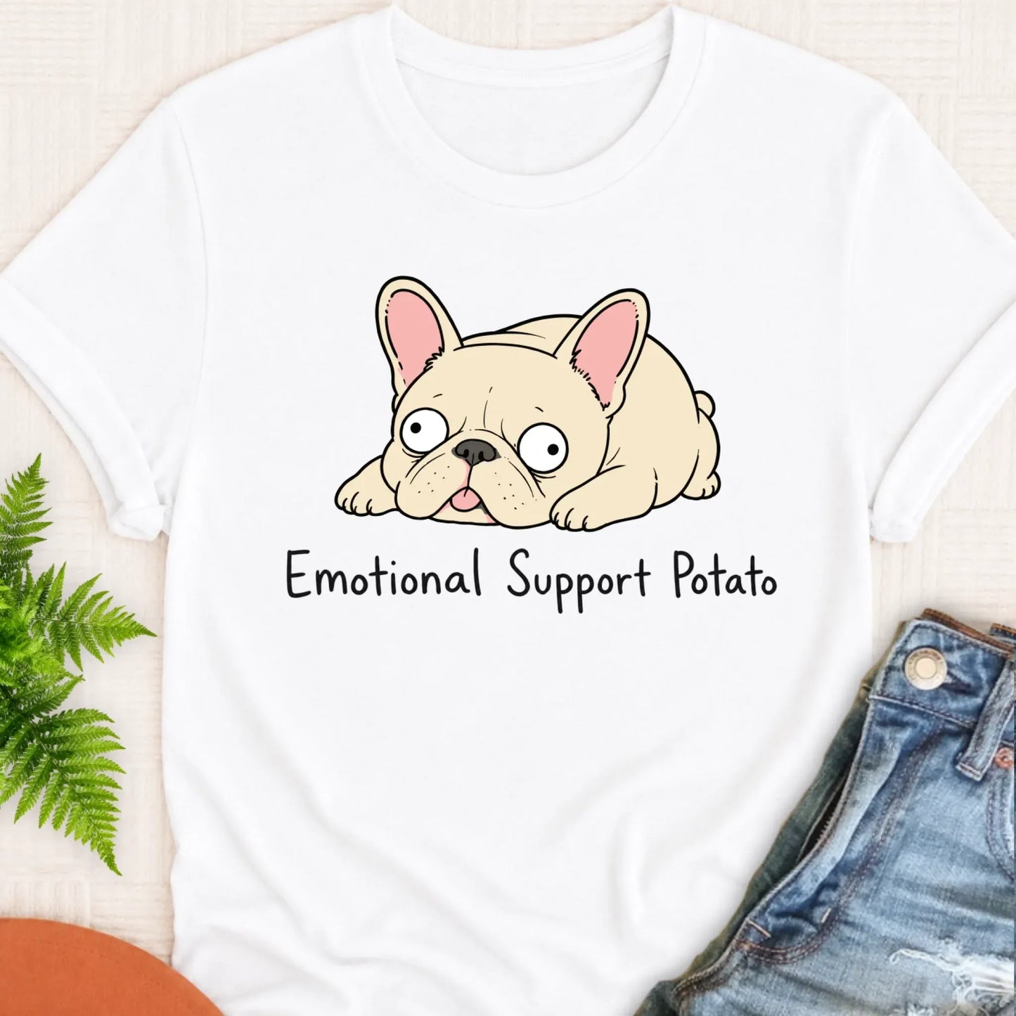 T-Shirt White / S Custom Frenchie Derp Potato Unisex Tshirt