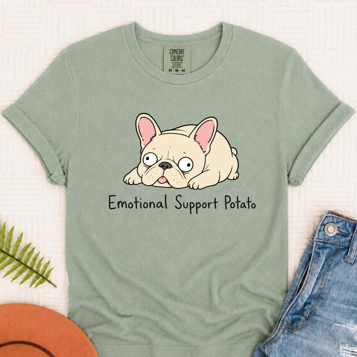 Custom Frenchie Derp Potato Unisex Tshirt Bay