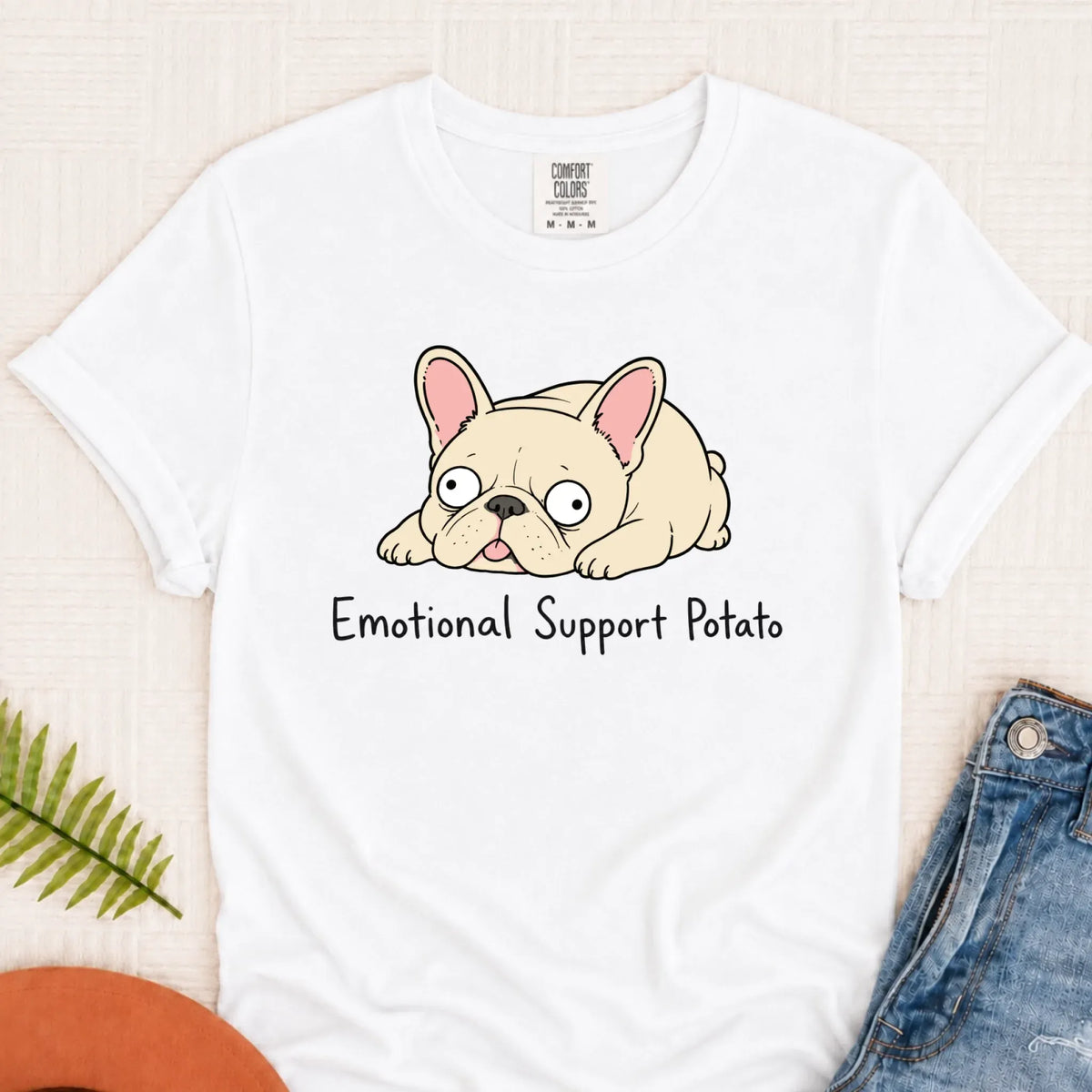 Custom Frenchie Derp Potato Unisex Tshirt White