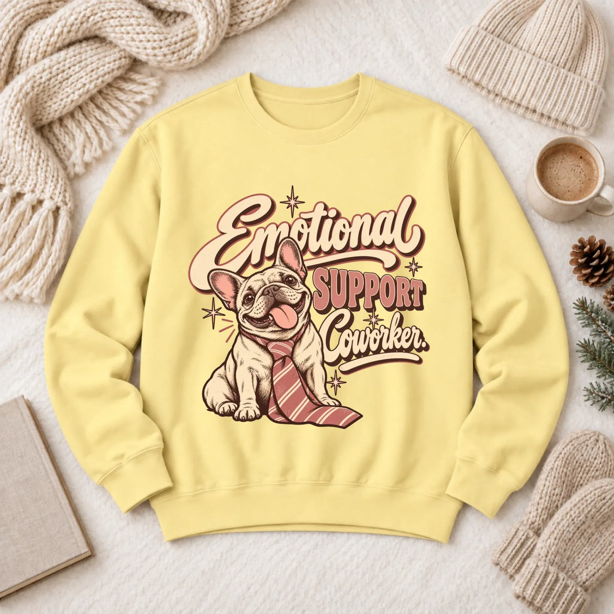 Customizer 1466 LW Sweatshirt Light / Butter / S Custom Frenchie Emotional Support Coworker Unisex Sweatshirt