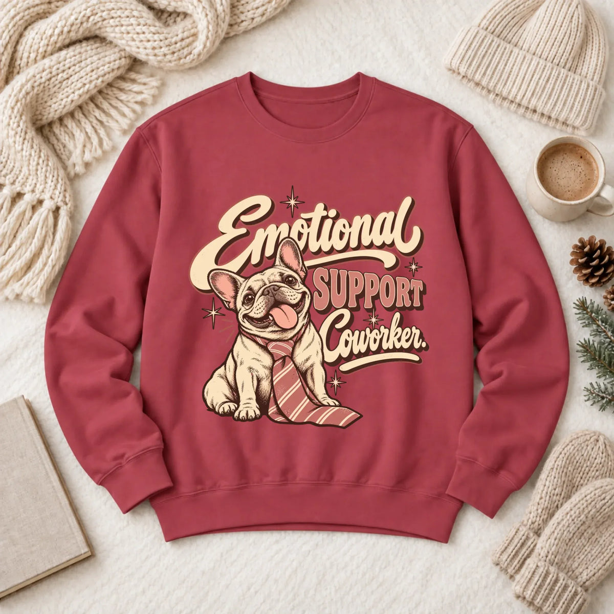 Customizer 1466 LW Sweatshirt Dark / Crimson / S Custom Frenchie Emotional Support Coworker Unisex Sweatshirt