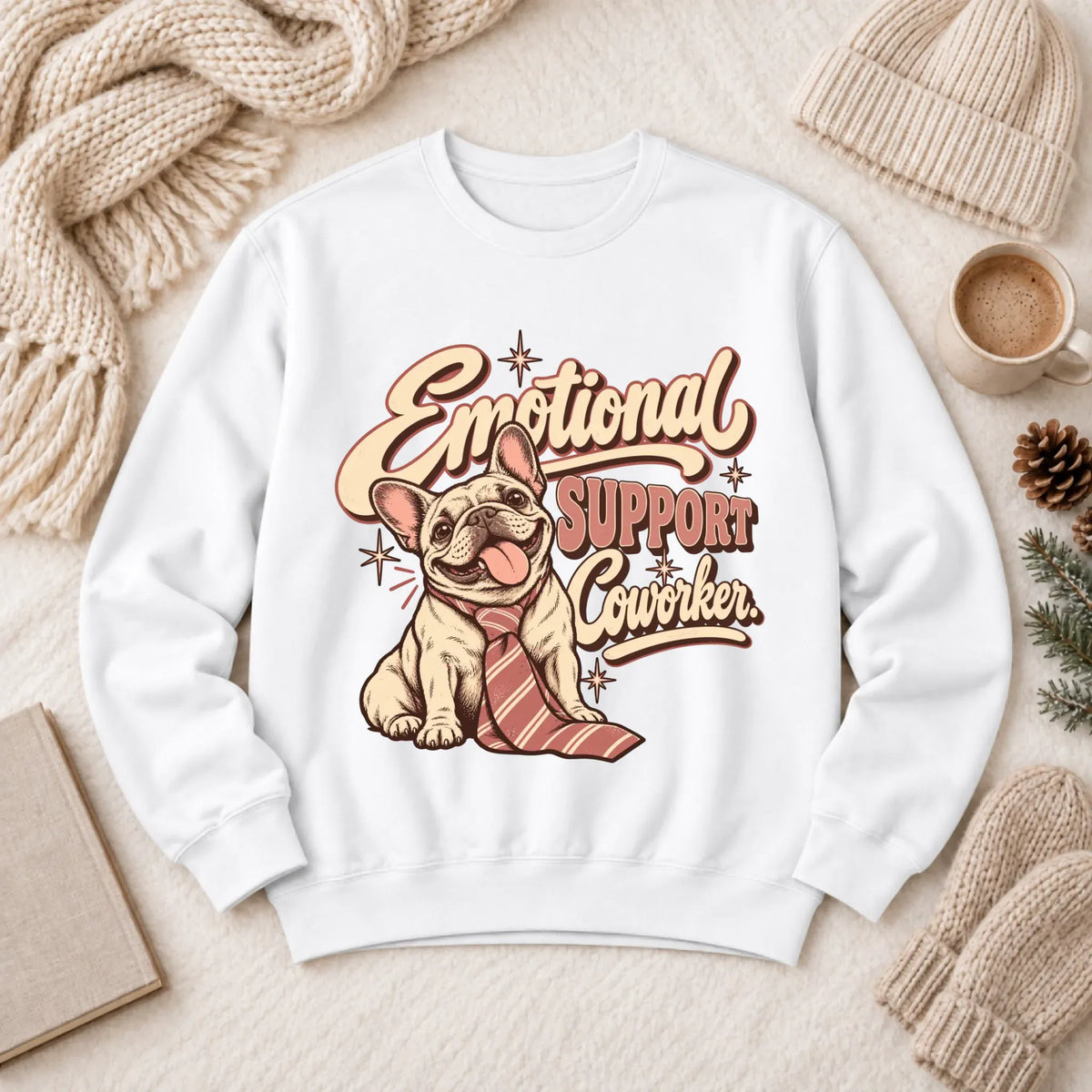 Customizer 1466 LW Sweatshirt Light / White / S Custom Frenchie Emotional Support Coworker Unisex Sweatshirt