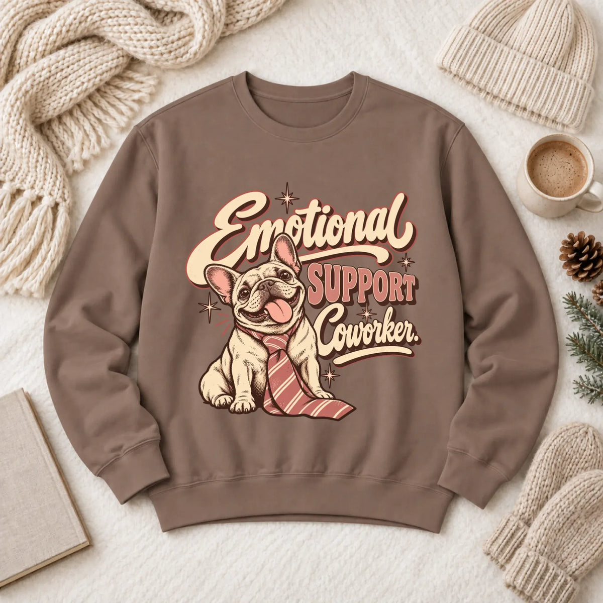 Customizer 1466 LW Sweatshirt Dark / Espresso / S Custom Frenchie Emotional Support Coworker Unisex Sweatshirt