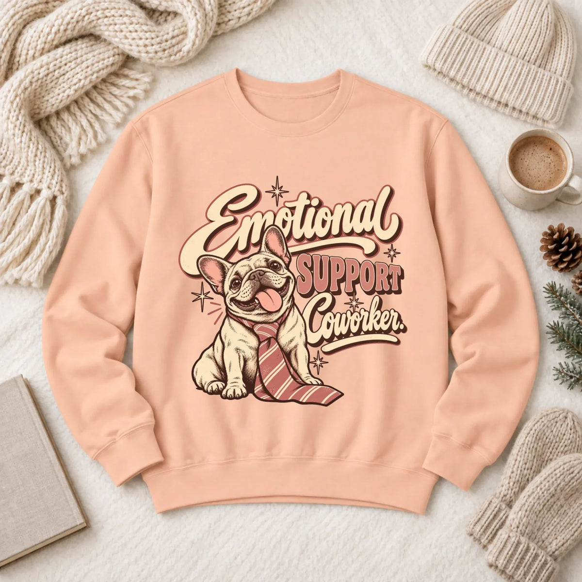 Customizer 1466 LW Sweatshirt Light / Peachy / S Custom Frenchie Emotional Support Coworker Unisex Sweatshirt