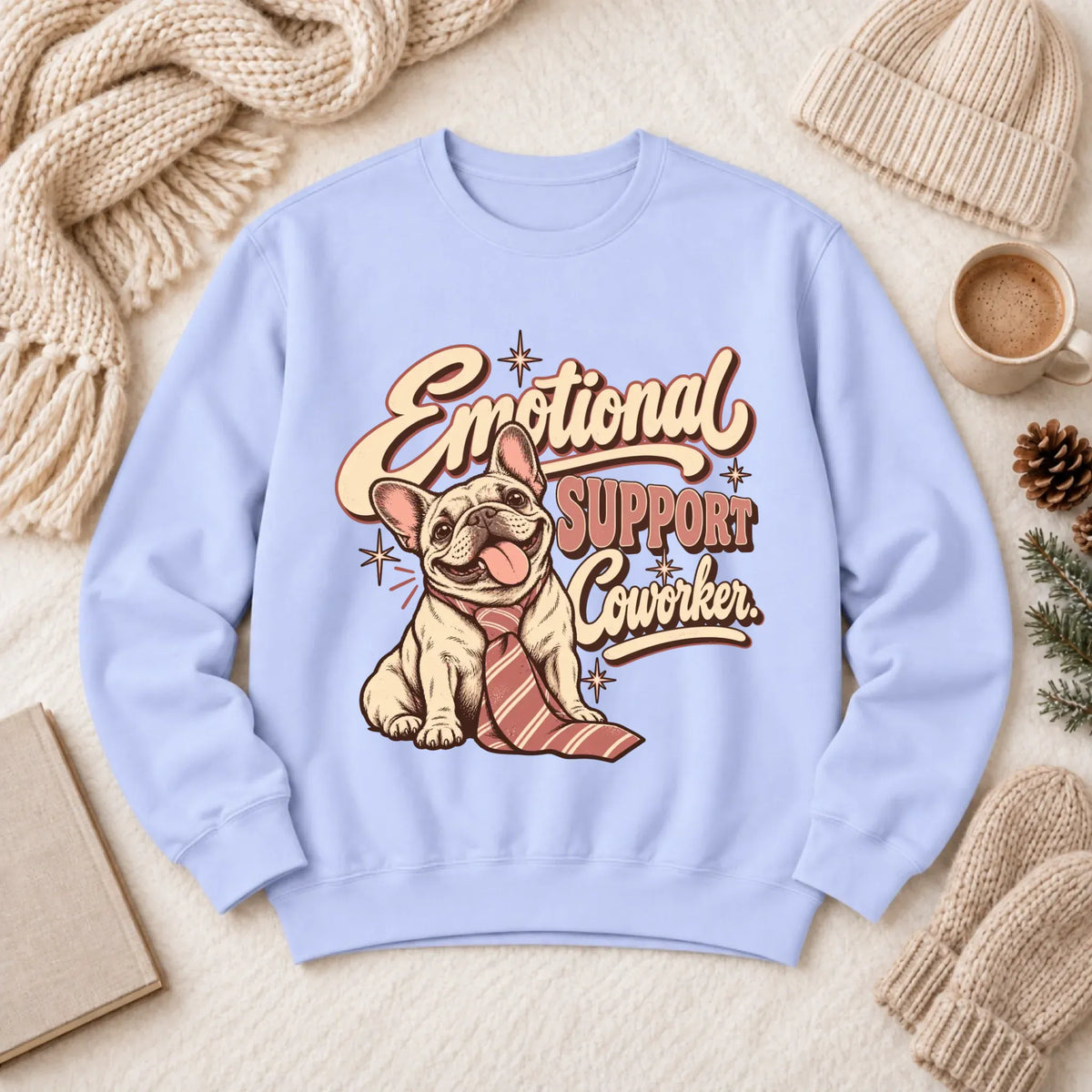 Customizer 1466 LW Sweatshirt Light / Hydrangea / S Custom Frenchie Emotional Support Coworker Unisex Sweatshirt