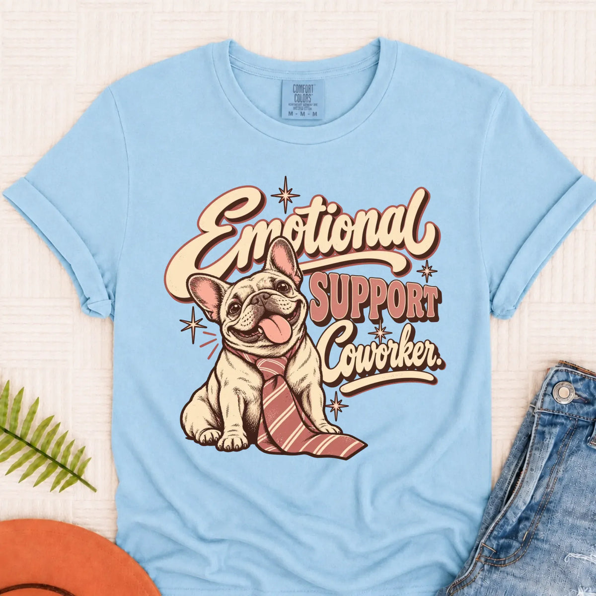Customizer Monster Light 1717 / Chambray / S Custom Frenchie Emotional Support Coworker Unisex TShirt