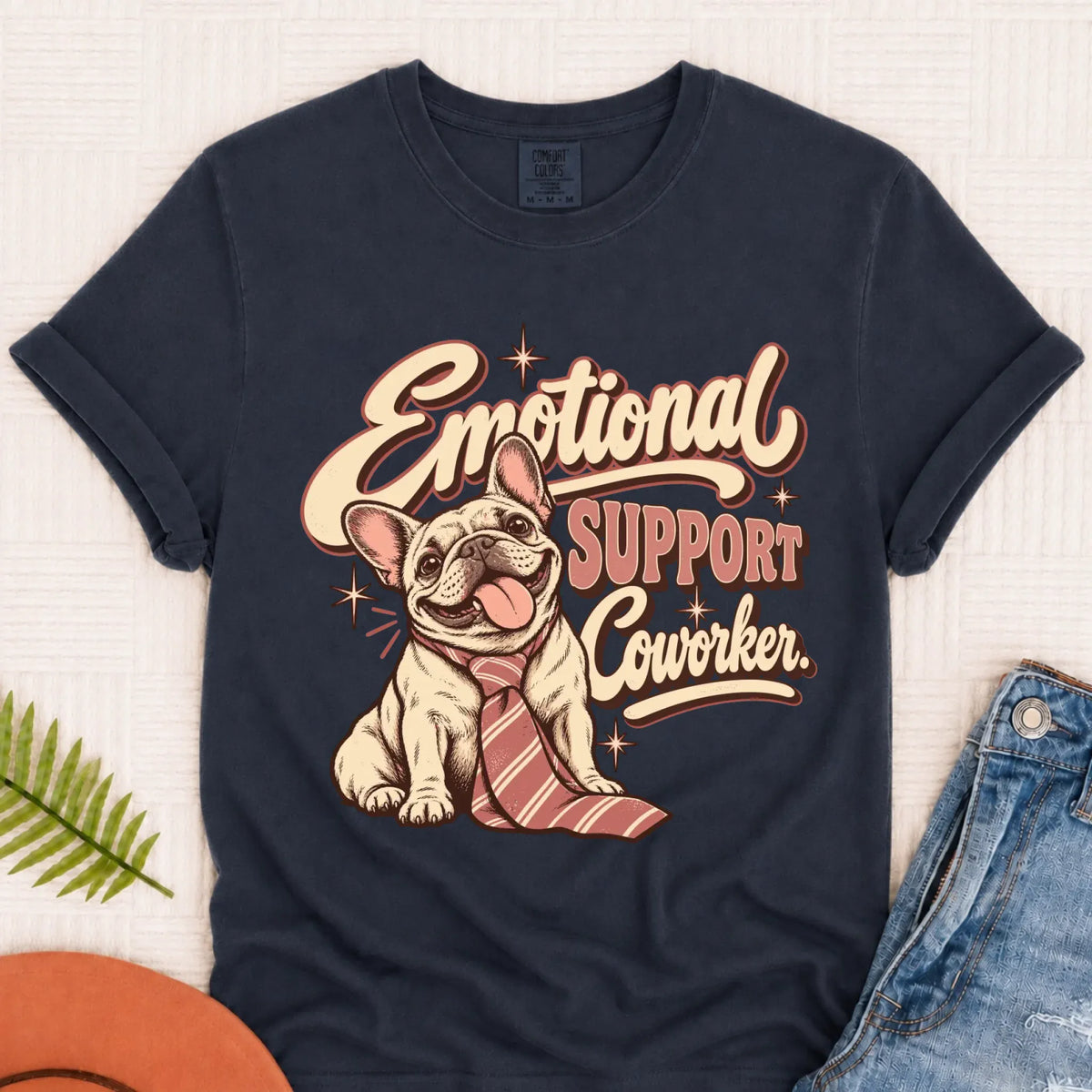 Customizer Monster Dark 1717 / Navy / S Custom Frenchie Emotional Support Coworker Unisex TShirt