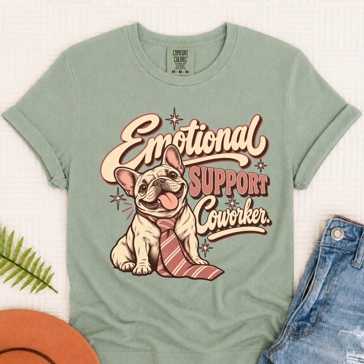 Customizer Monster Light 1717 / Bay / S Custom Frenchie Emotional Support Coworker Unisex TShirt