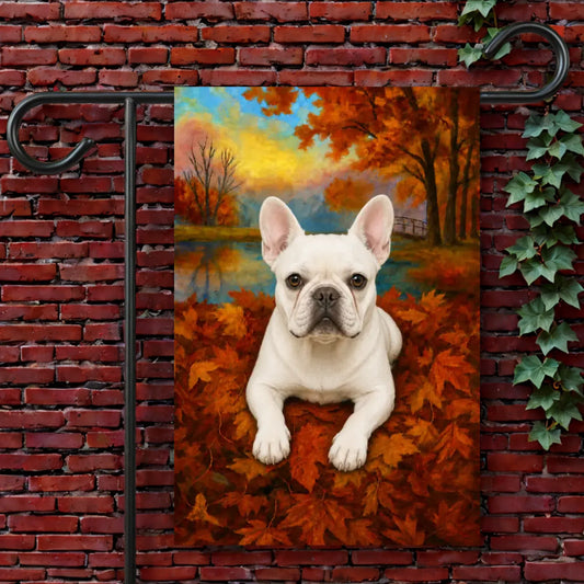 Custom Frenchie Fall Ya'll Autumn Leaves Garden Flag 12'' × 18''