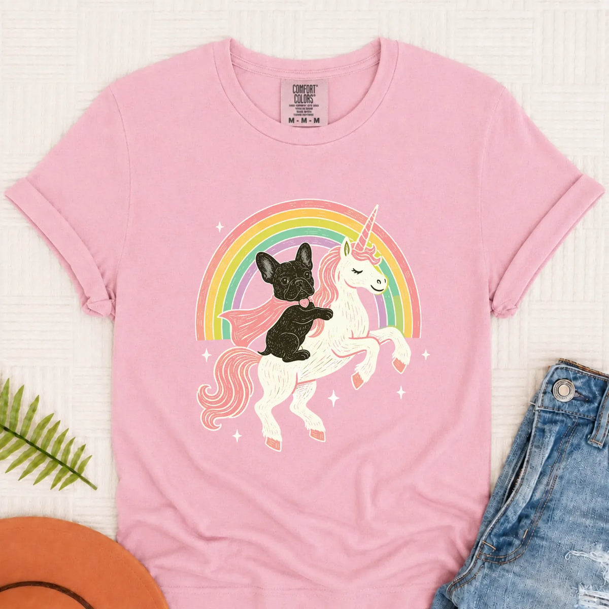 Custom Frenchie Fantasy Unicorn Unisex TShirt Blossom