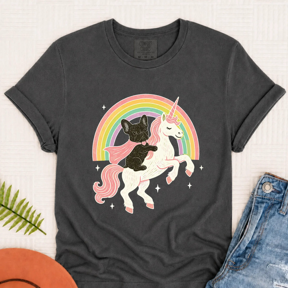Custom Frenchie Fantasy Unicorn Unisex TShirt Pepper