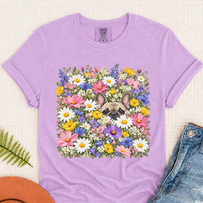 Customizer Monster Light 1717 / Orchid / S Custom Frenchie Field of Flowers Unisex Tshirt