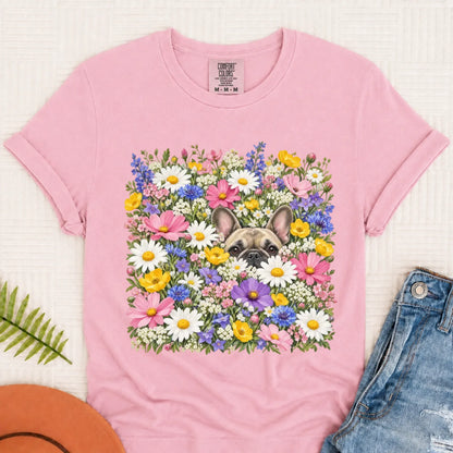 Customizer Monster Light 1717 / Blossom / S Custom Frenchie Field of Flowers Unisex Tshirt