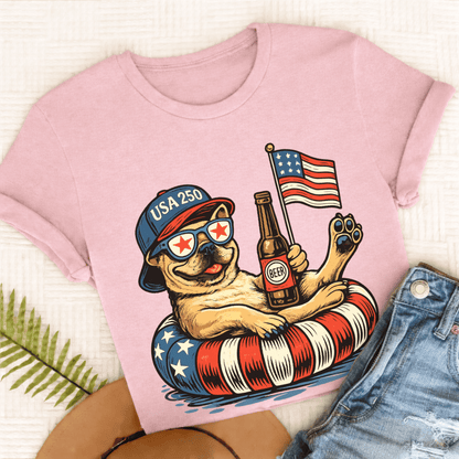 Custom Frenchie Floating 4th July Unisex TShirt Blossom