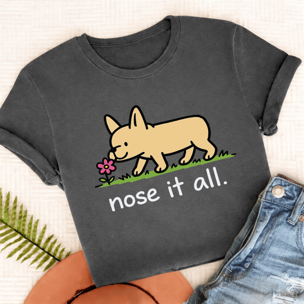 Custom Frenchie Flower Walk Unisex TShirt Comfort Colors Pepper
