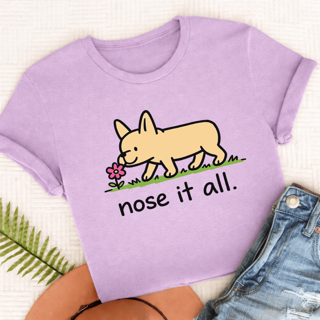 Custom Frenchie Flower Walk Unisex TShirt Comfort Colors Orchid