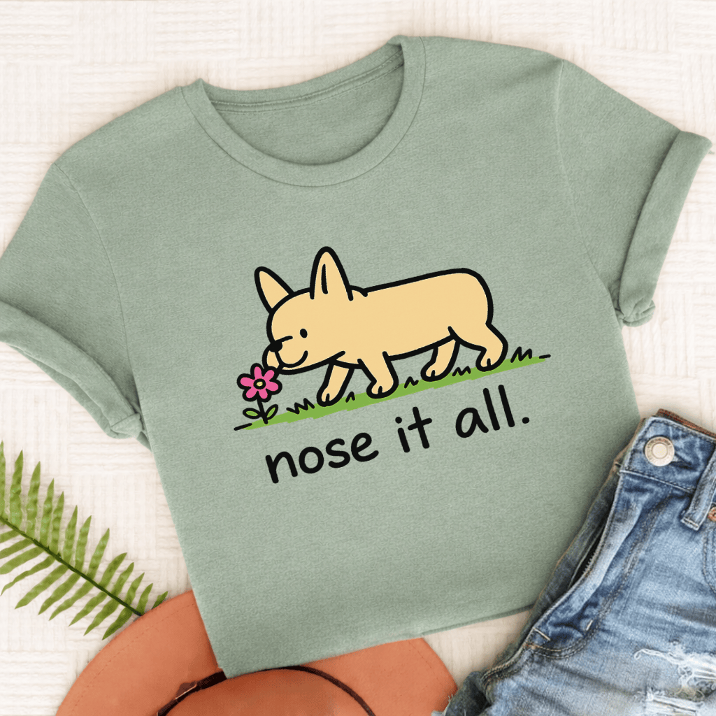 Custom Frenchie Flower Walk Unisex TShirt Comfort Colors Bay