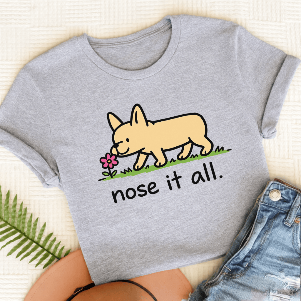 Custom Frenchie Flower Walk Unisex TShirt Sport Grey