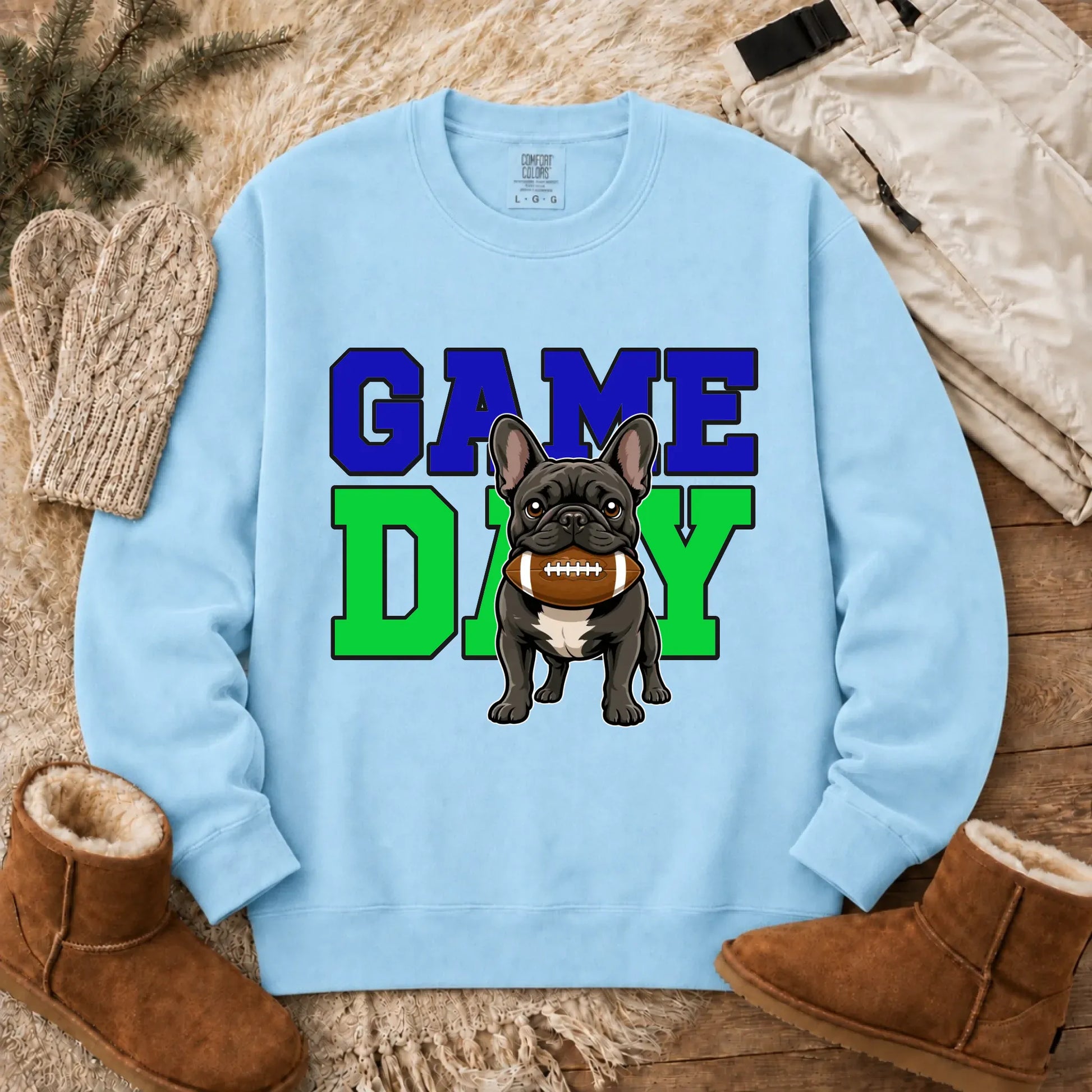 Sweatshirt Chambray / S Custom Frenchie Football Game Day Unisex Sweatshirt