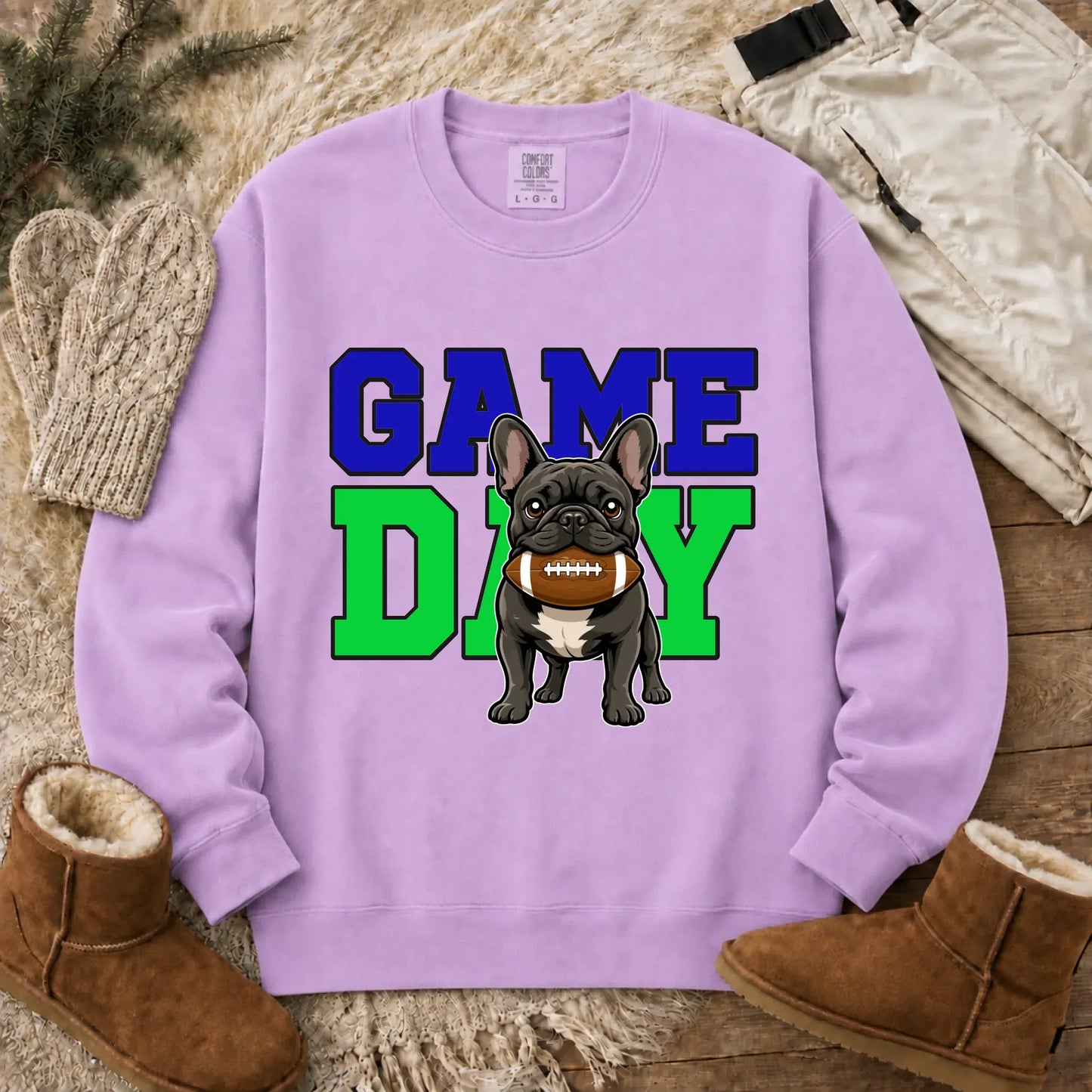 Sweatshirt Orchid / S Custom Frenchie Football Game Day Unisex Sweatshirt