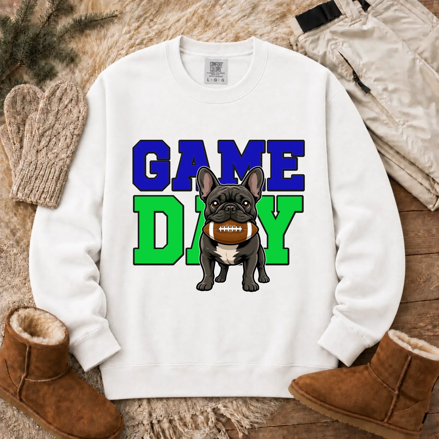 Sweatshirt White / S Custom Frenchie Football Game Day Unisex Sweatshirt