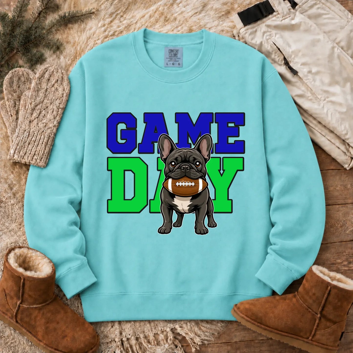 Sweatshirt Chalky Mint / S Custom Frenchie Football Game Day Unisex Sweatshirt
