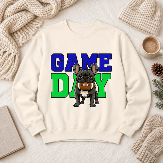 Custom Frenchie Football Game Day Unisex Sweatshirt Ivory