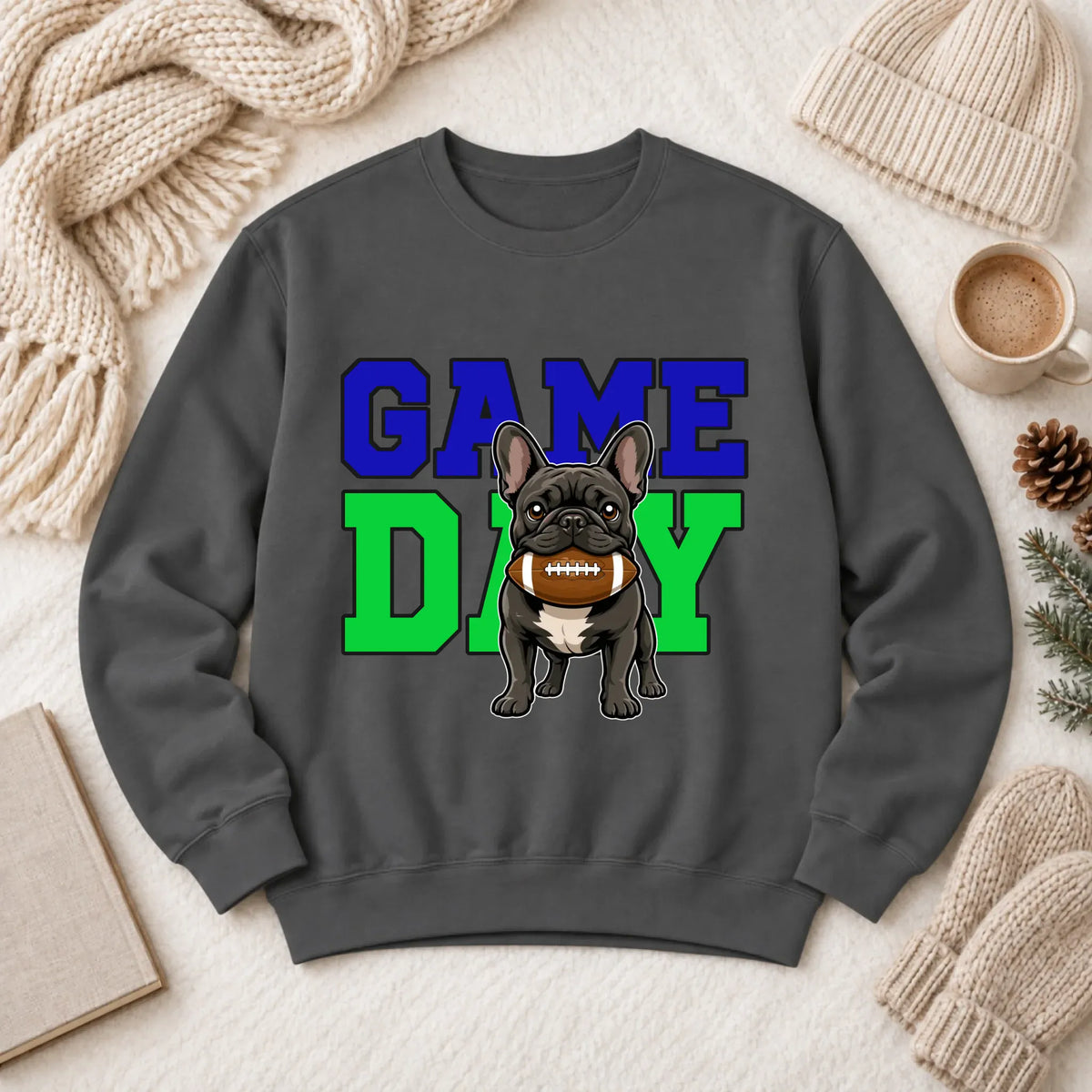 Custom Frenchie Football Game Day Unisex Sweatshirt Pepper
