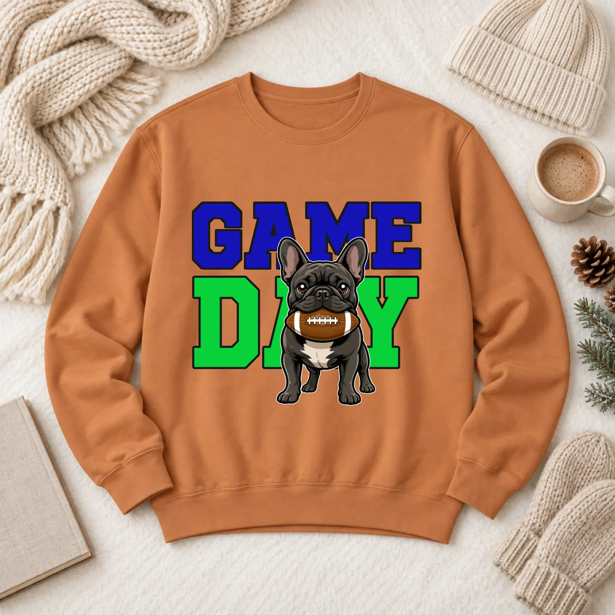Custom Frenchie Football Game Day Unisex Sweatshirt Yam