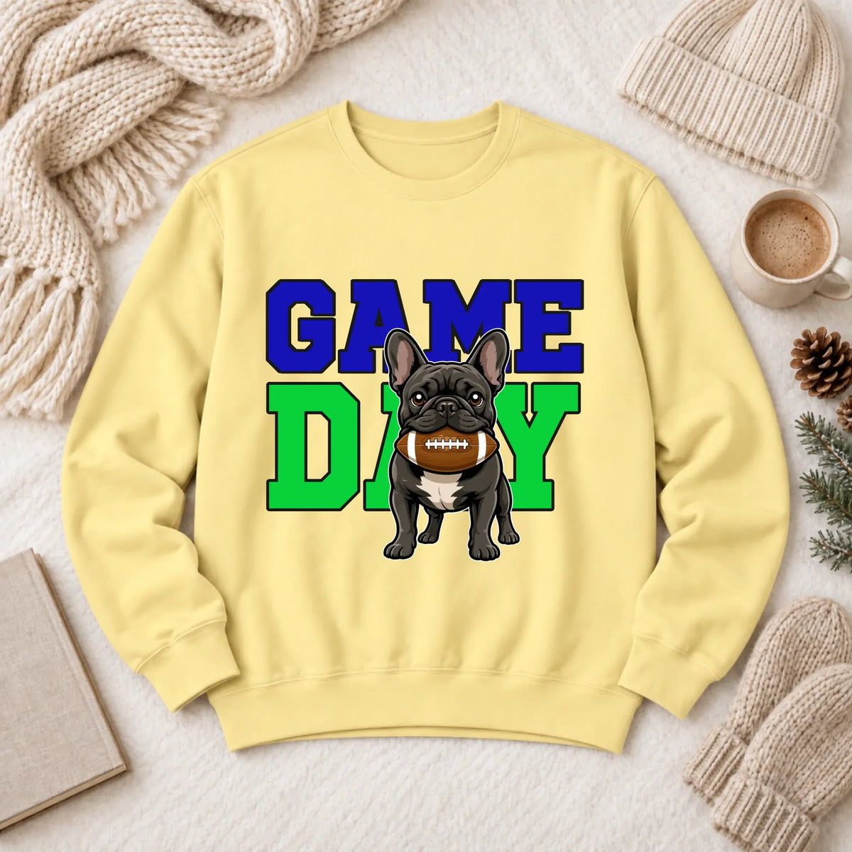 Custom Frenchie Football Game Day Unisex Sweatshirt Butter