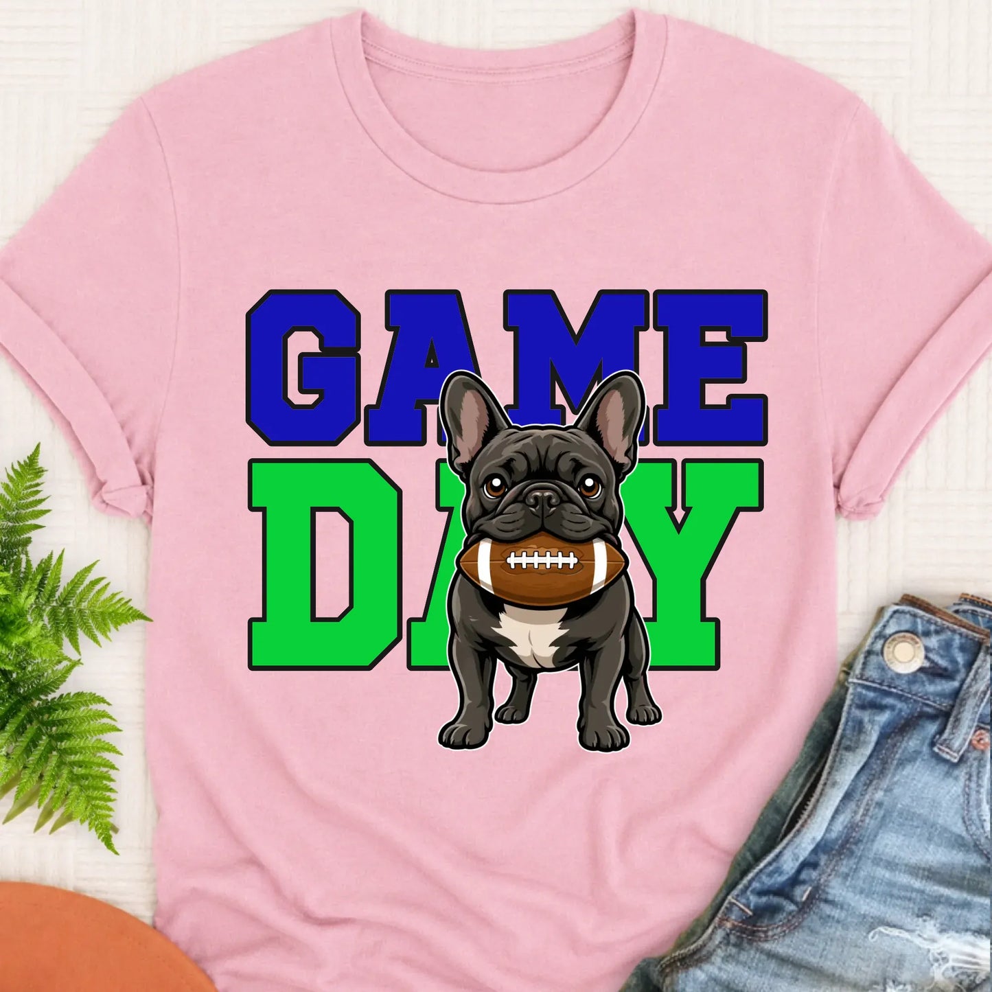T-Shirt Blossom / S Custom Frenchie Football Game Day Unisex Tshirt