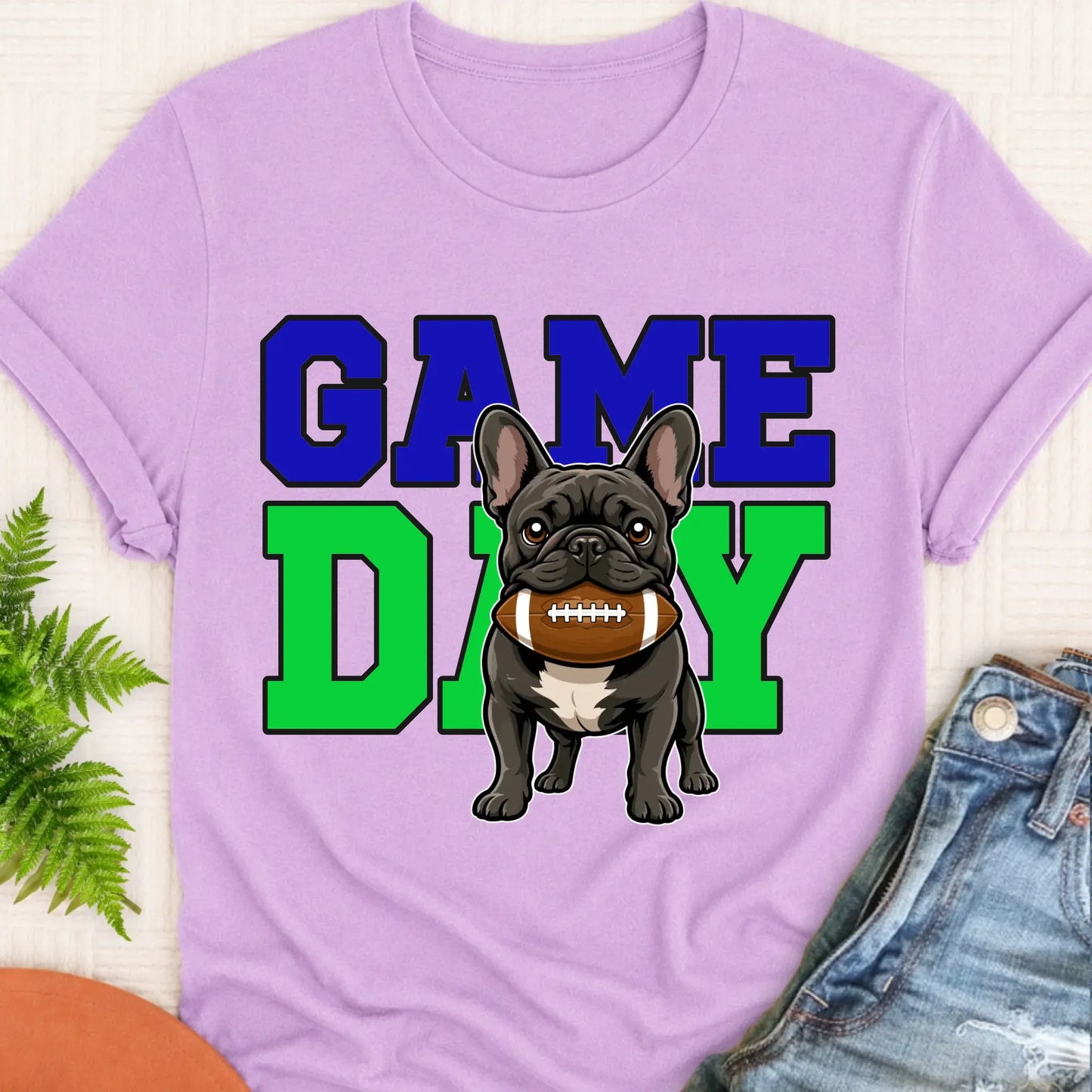 T-Shirt Orchid / S Custom Frenchie Football Game Day Unisex Tshirt