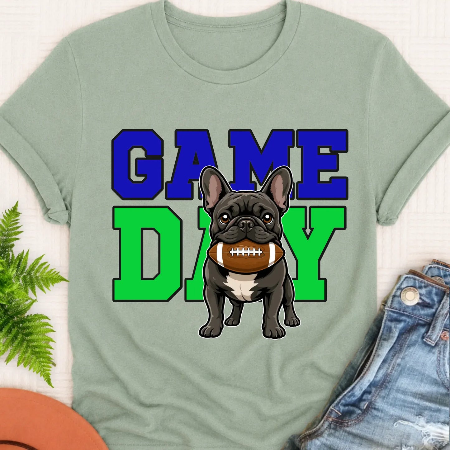 T-Shirt Bay / S Custom Frenchie Football Game Day Unisex Tshirt