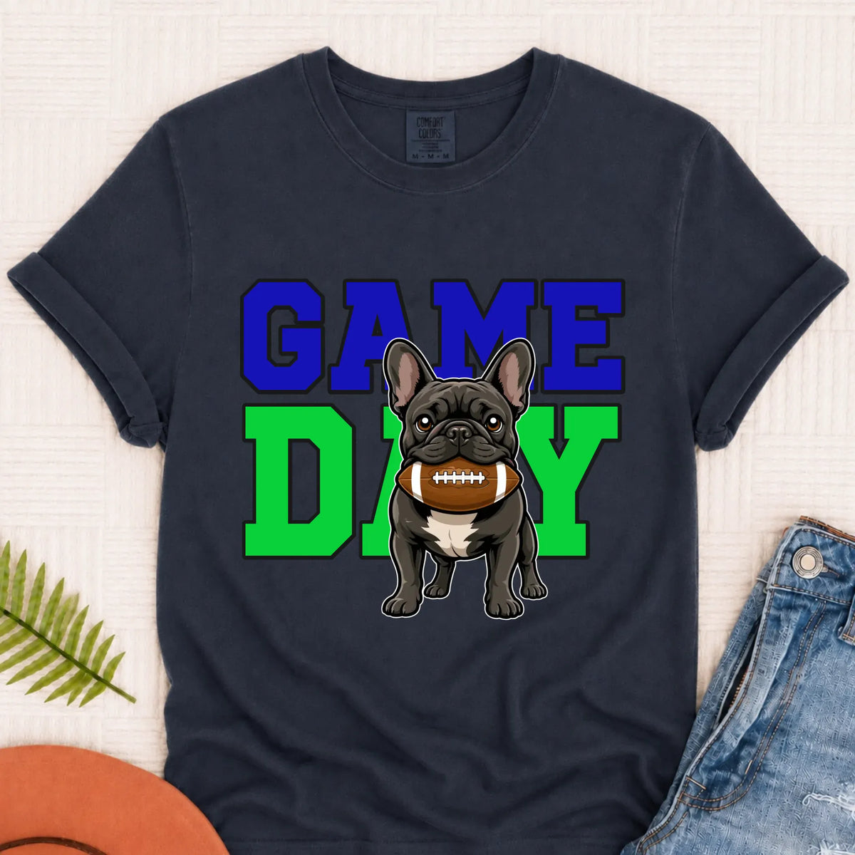 Custom Frenchie Football Game Day Unisex Tshirt Pepper 3XL