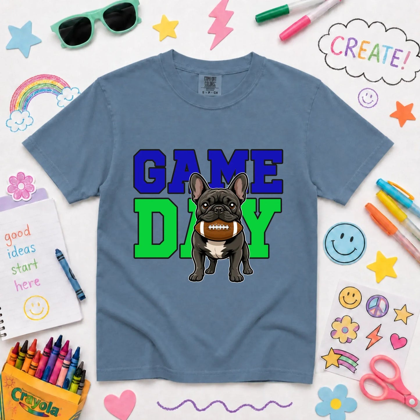 Youth Tshirt Blue Jean / XS Custom Frenchie Football Game Day YOUTH Unisex Tshirt