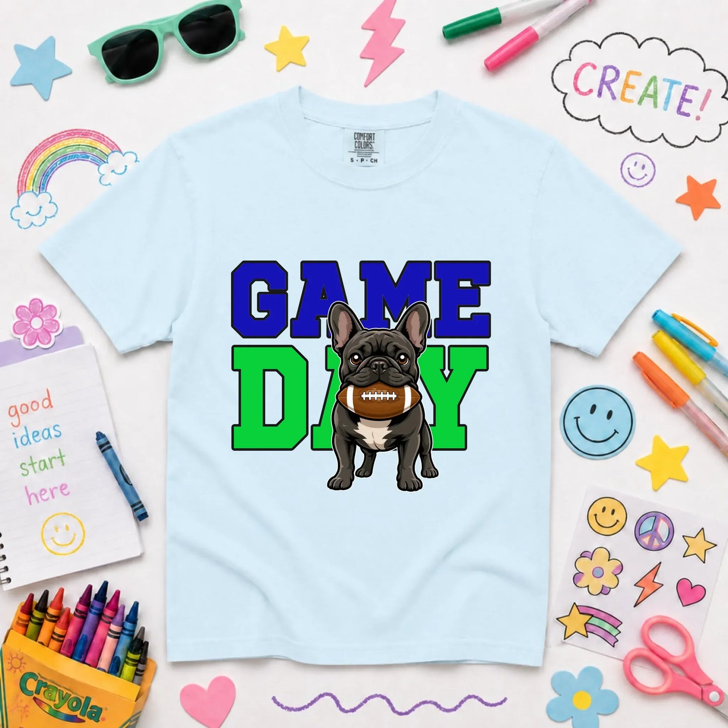 Youth Tshirt Chambray / XS Custom Frenchie Football Game Day YOUTH Unisex Tshirt