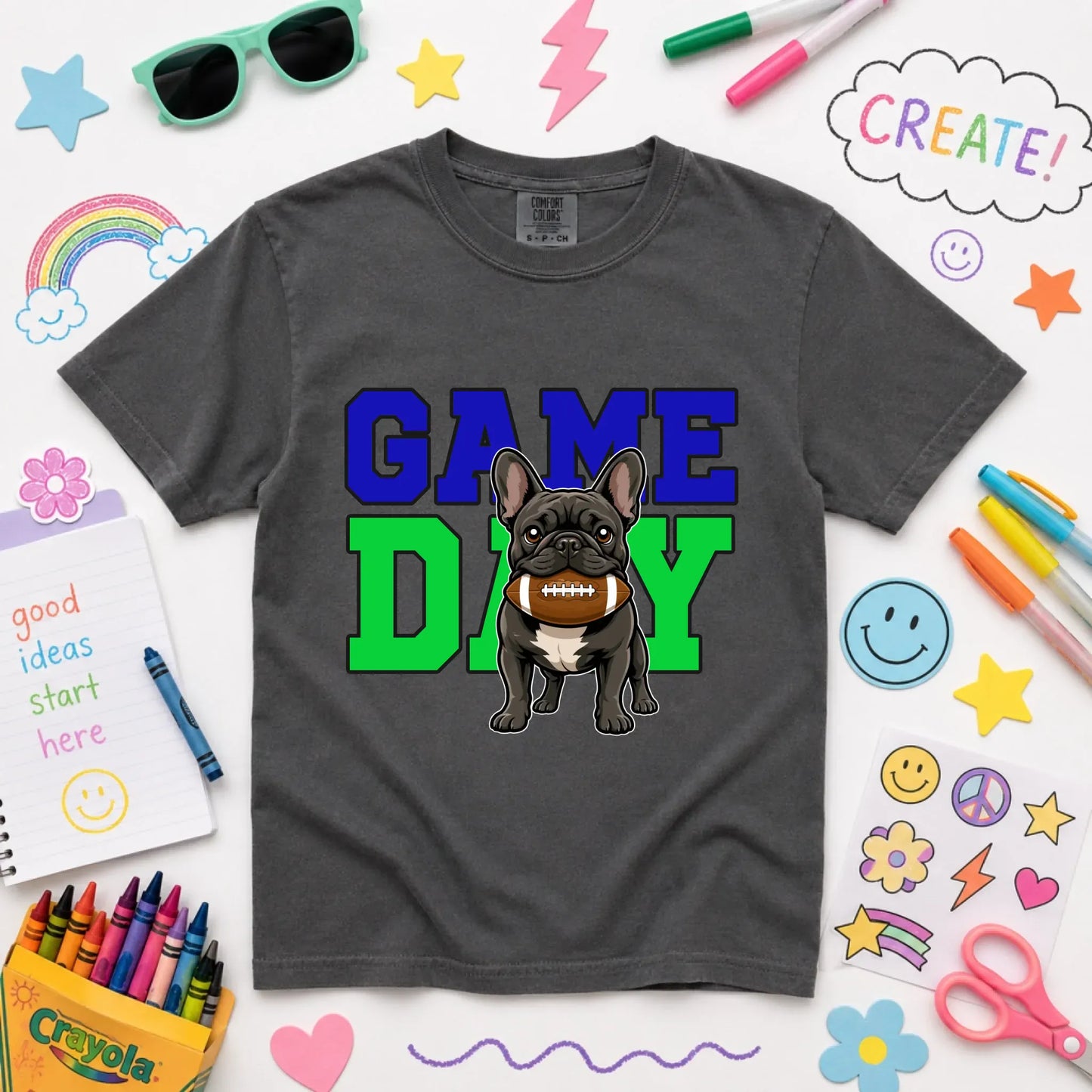 Youth Tshirt Pepper / XS Custom Frenchie Football Game Day YOUTH Unisex Tshirt