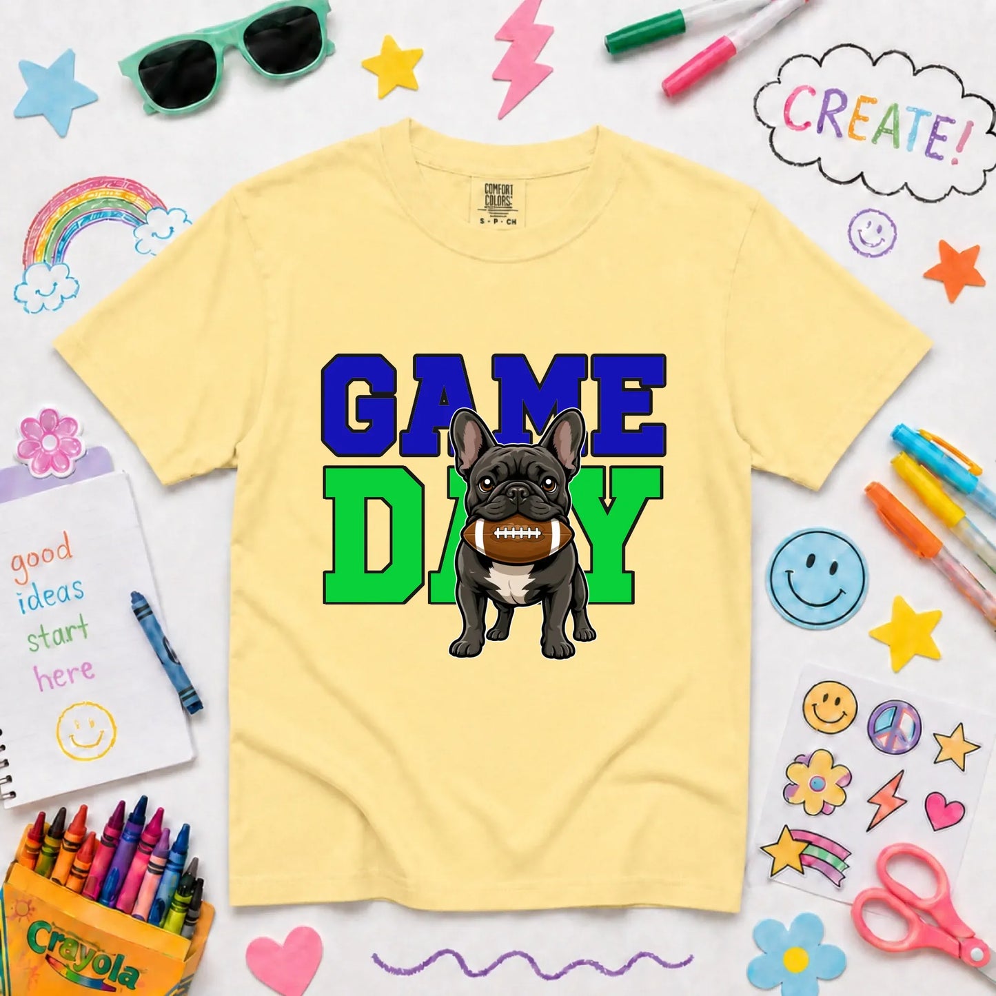 Youth Tshirt Butter / XS Custom Frenchie Football Game Day YOUTH Unisex Tshirt