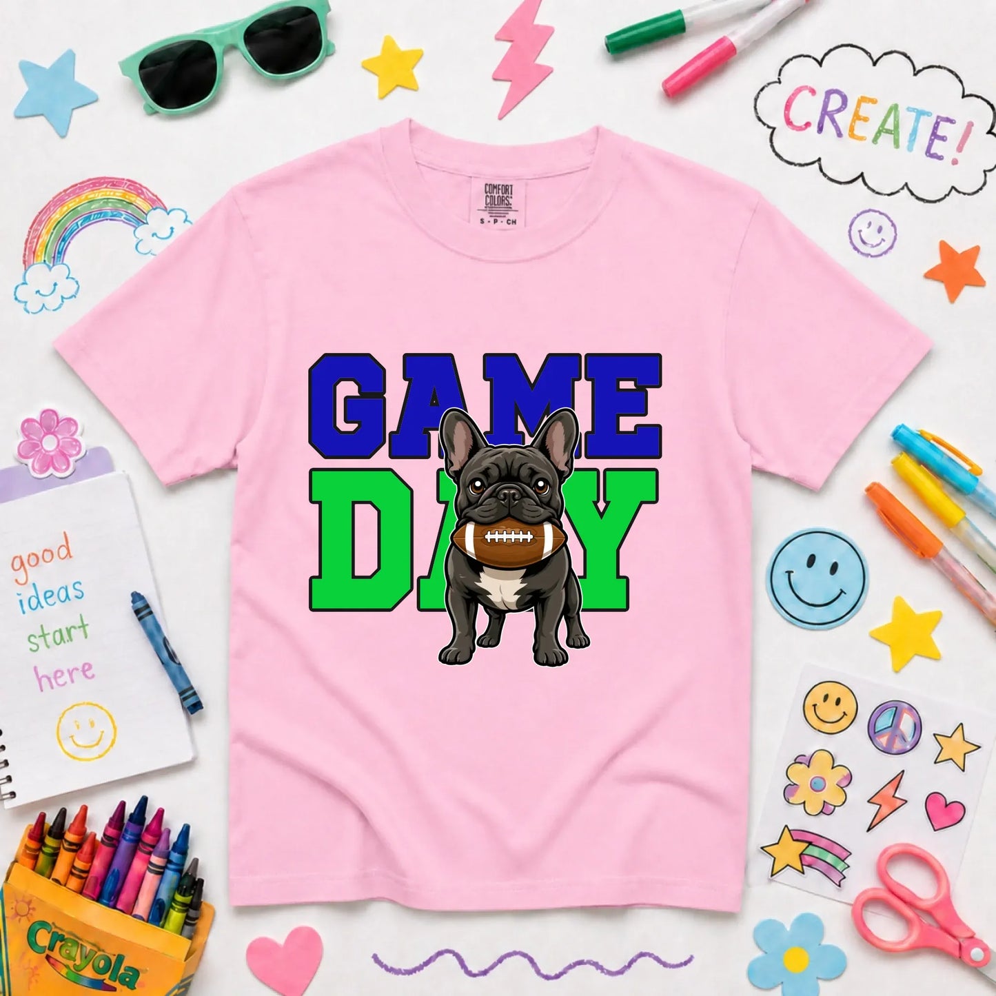 Youth Tshirt Blossom / XS Custom Frenchie Football Game Day YOUTH Unisex Tshirt
