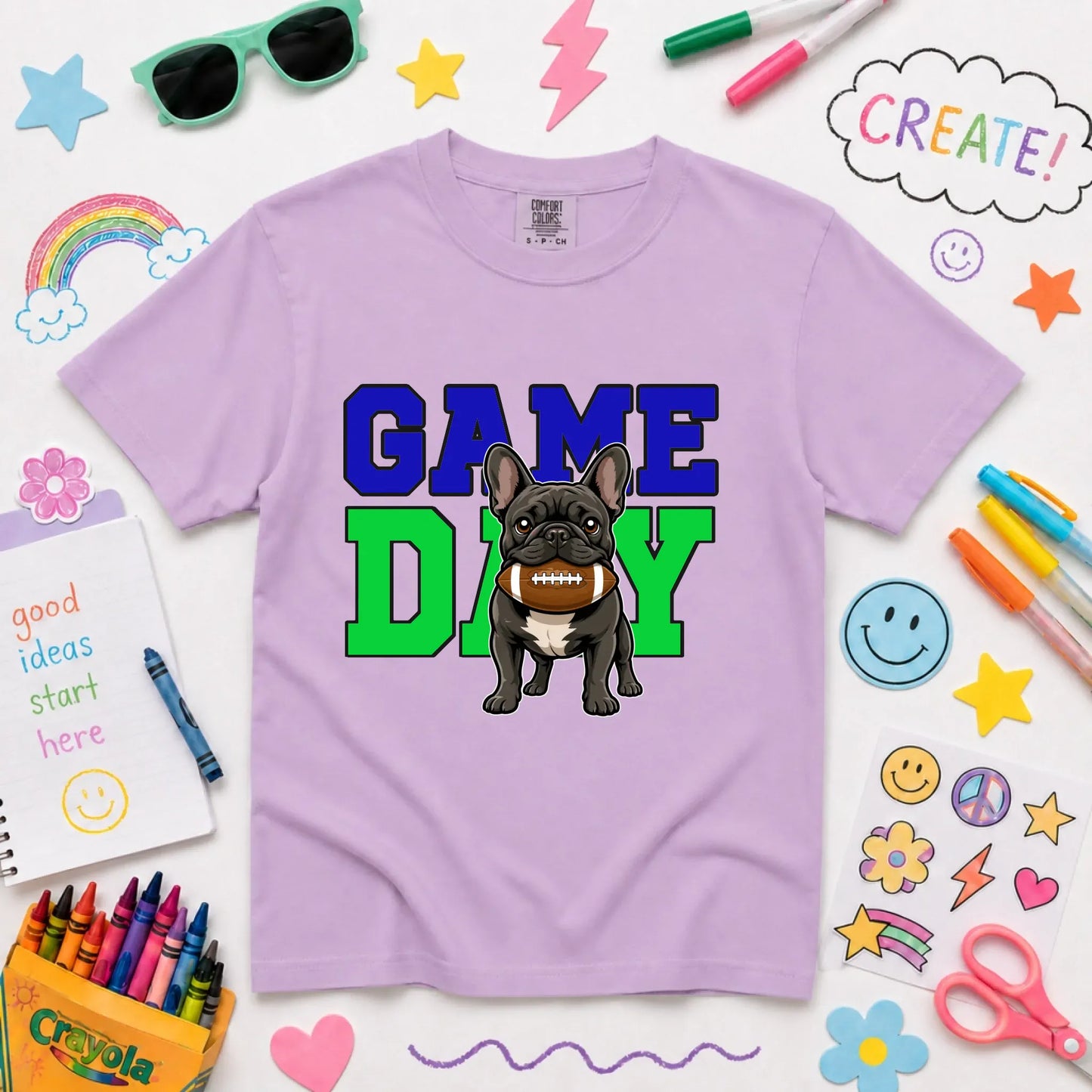Youth Tshirt Orchid / XS Custom Frenchie Football Game Day YOUTH Unisex Tshirt