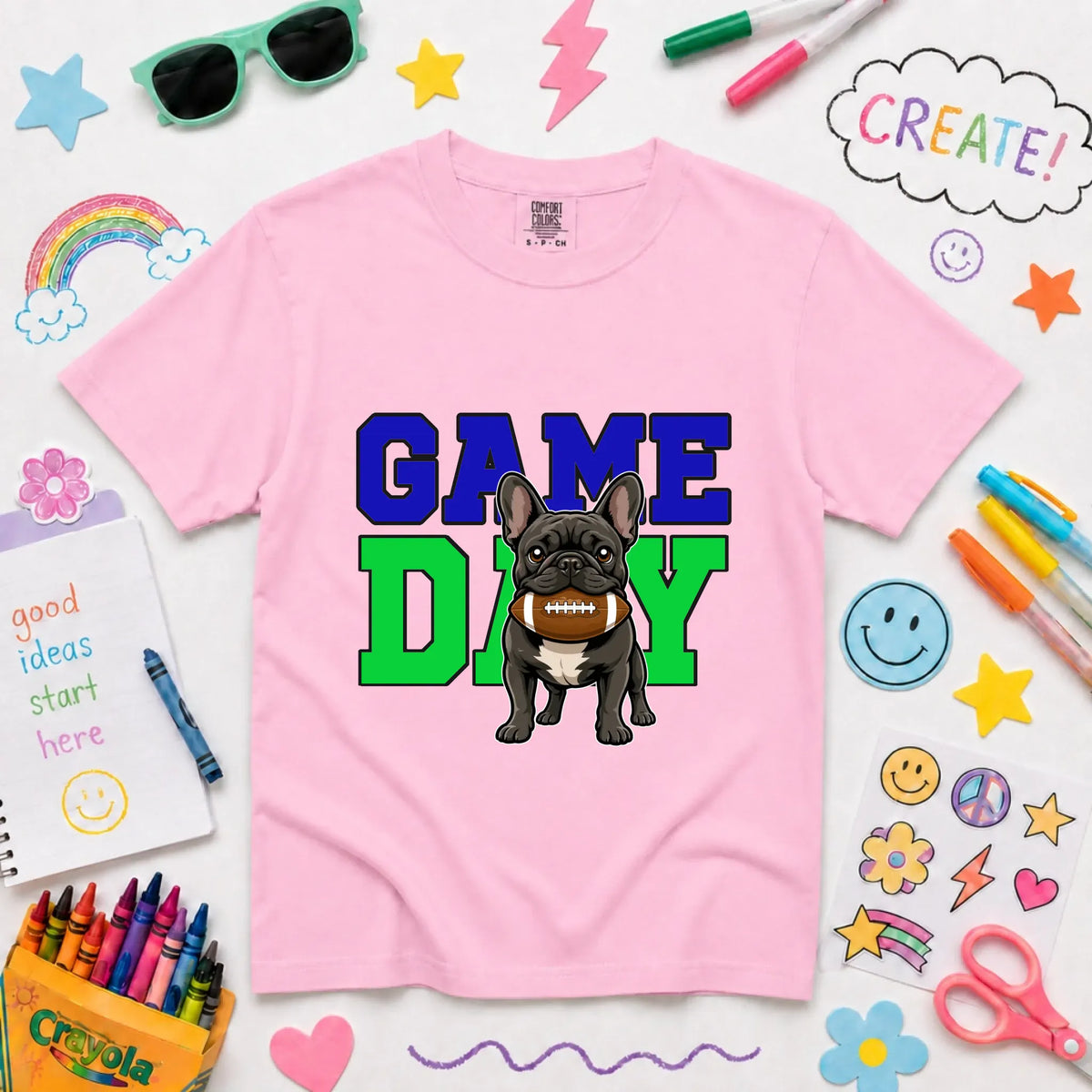 Youth Tshirt NEW Youth Midweight Tee / Blossom / XS Custom Frenchie Football Game Day YOUTH Unisex Tshirt