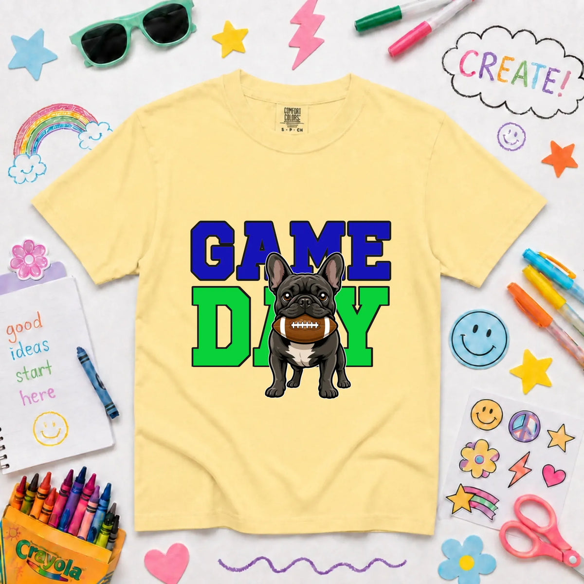 Youth Tshirt NEW Youth Midweight Tee / Butter / XS Custom Frenchie Football Game Day YOUTH Unisex Tshirt